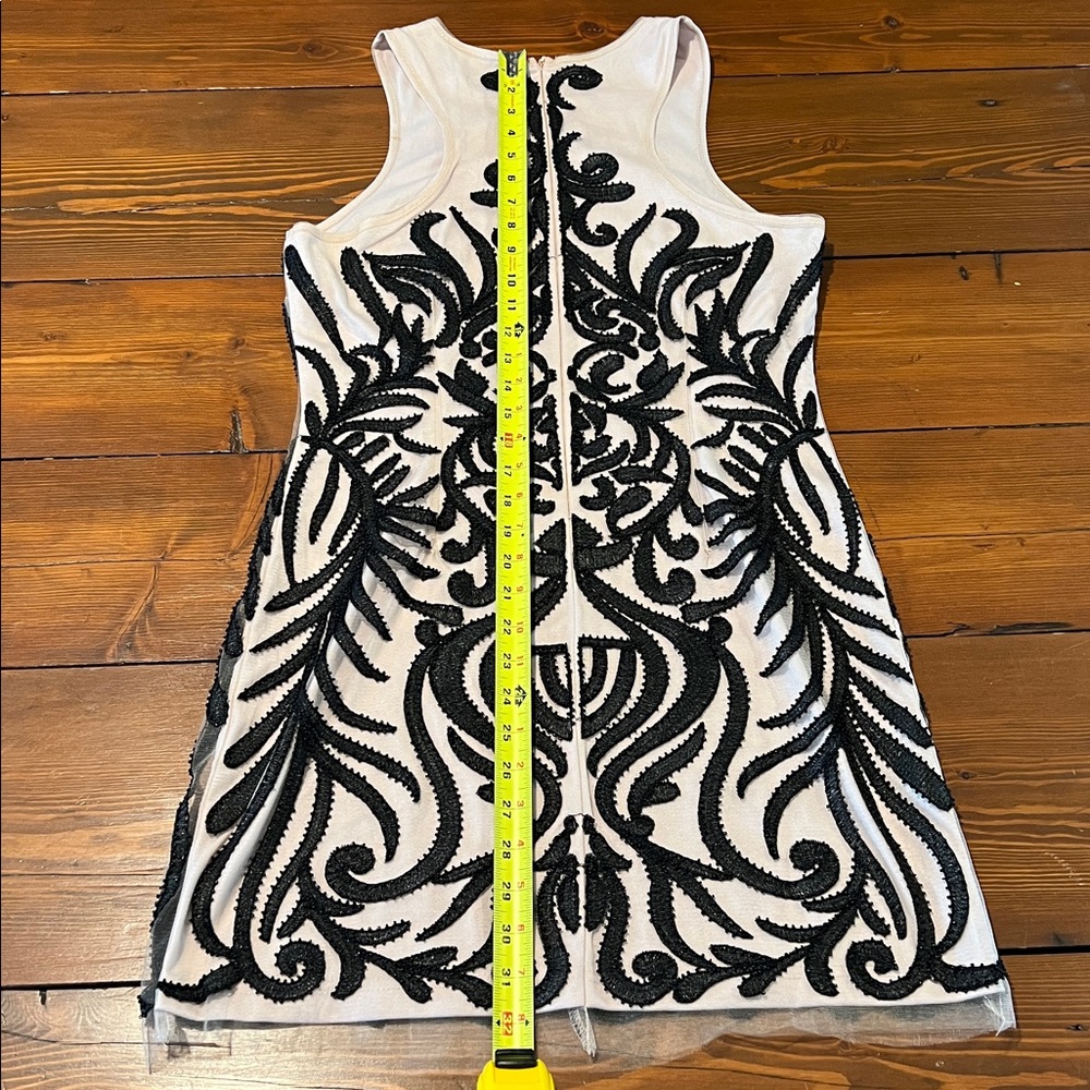 NWOT Fashion Nova - Cream Black Beaded Dress - Size Med - Picture 3 of 10